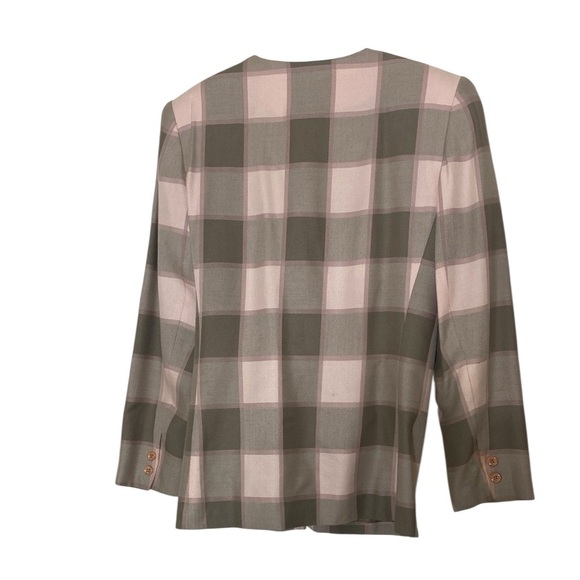 Pink and Brown Blazer with Classic Checkered Pattern - Picture 5 of 7
